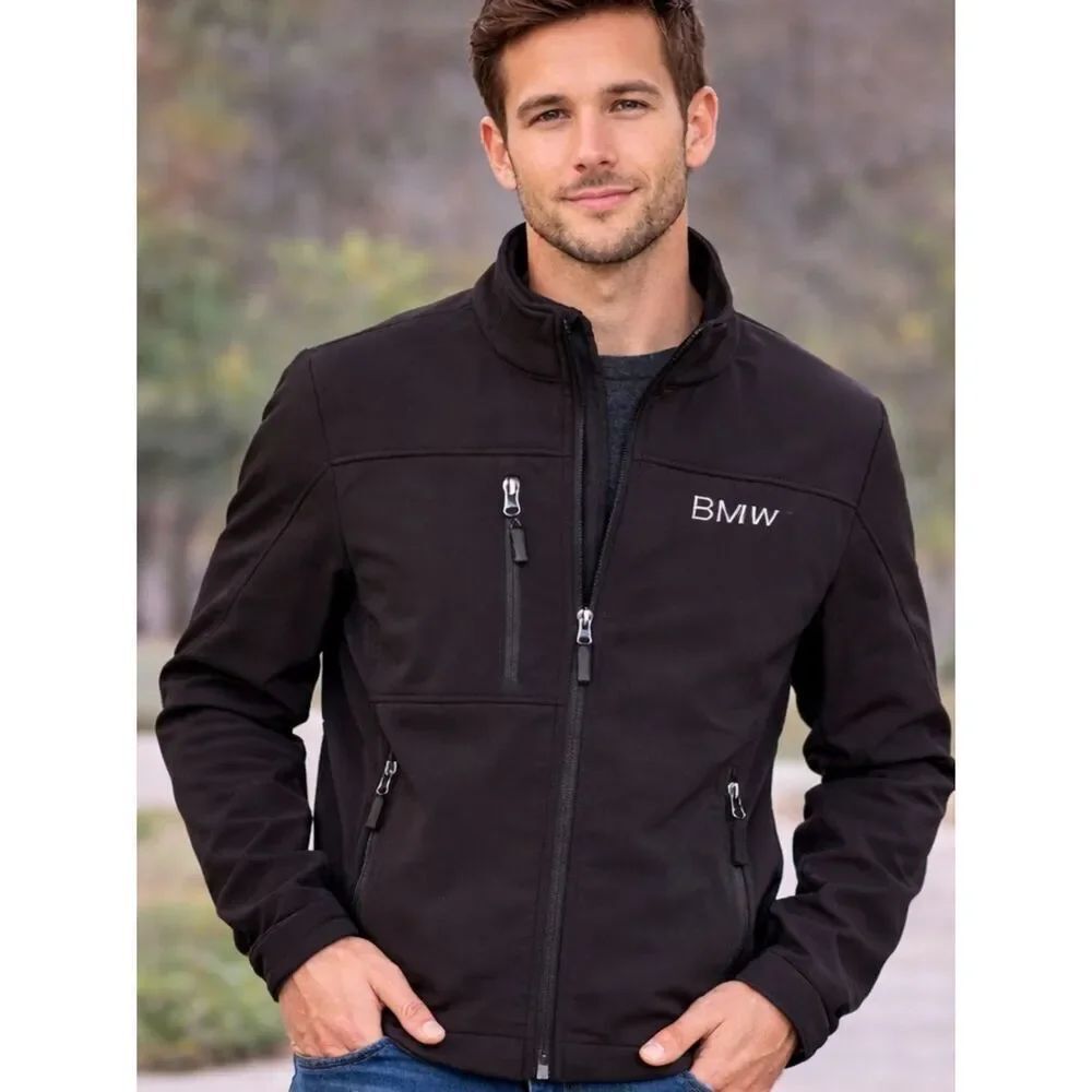 BMW oobe Black Softshell Jacket Coat Full Zip Size Medium